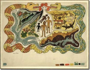 Diego Rivera - The Creation - Popol Vuh illustration by the painter Diego Rivera