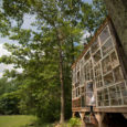 In 2012, Nick Olson and Lilah Horwitz quit their jobs for a time to build a West Virginia mountain hideaway cabin, a tiny summer house made with recycled windows. This is the result.